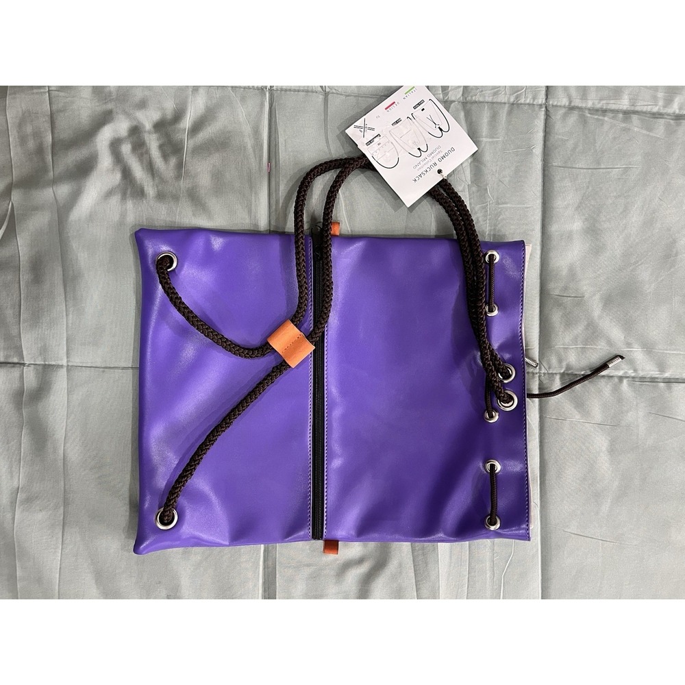 Milano Ruck Sack Backpack Purple Made In Italy - Picture 2 of 5